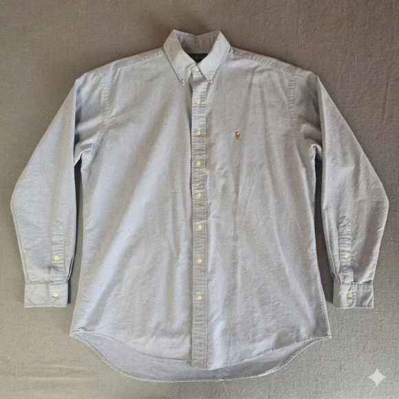 Ralph Lauren Blake Mens Large Blue Oxford Button Down Shirt Cotton Long Sleeve - Picture 1 of 16